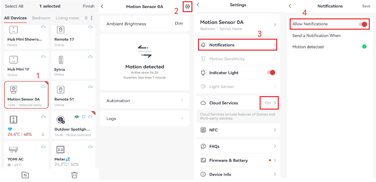 Can I receive a notification on the smartphone with Motion Sensor alone ...